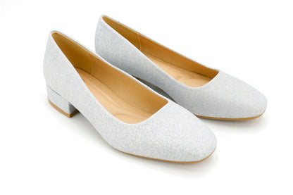 Tacón Brillo Plateado