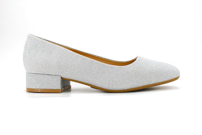 Tacón Brillo Plateado